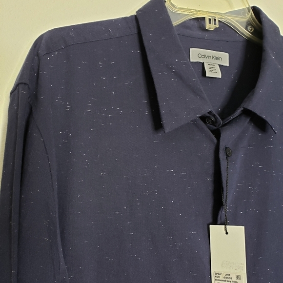 NEW Calvin Klein Button Down Mens Shirt Royal Navy Office Casual Spring Summer - Picture 3 of 11